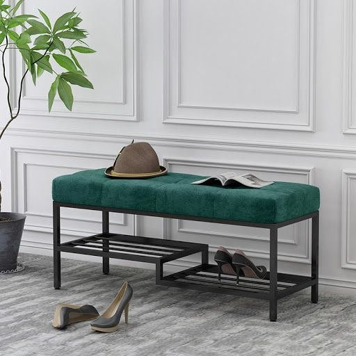 Steel shoe bench and green padding with shelves 100x40x50- SR4