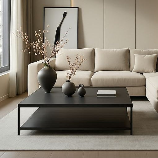 steel and MDF wood center coffee table 100×70×40 - AA23