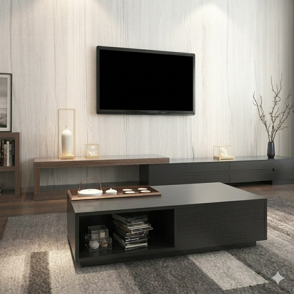 TV Unit and Coffee Table black and brown - TVCT8