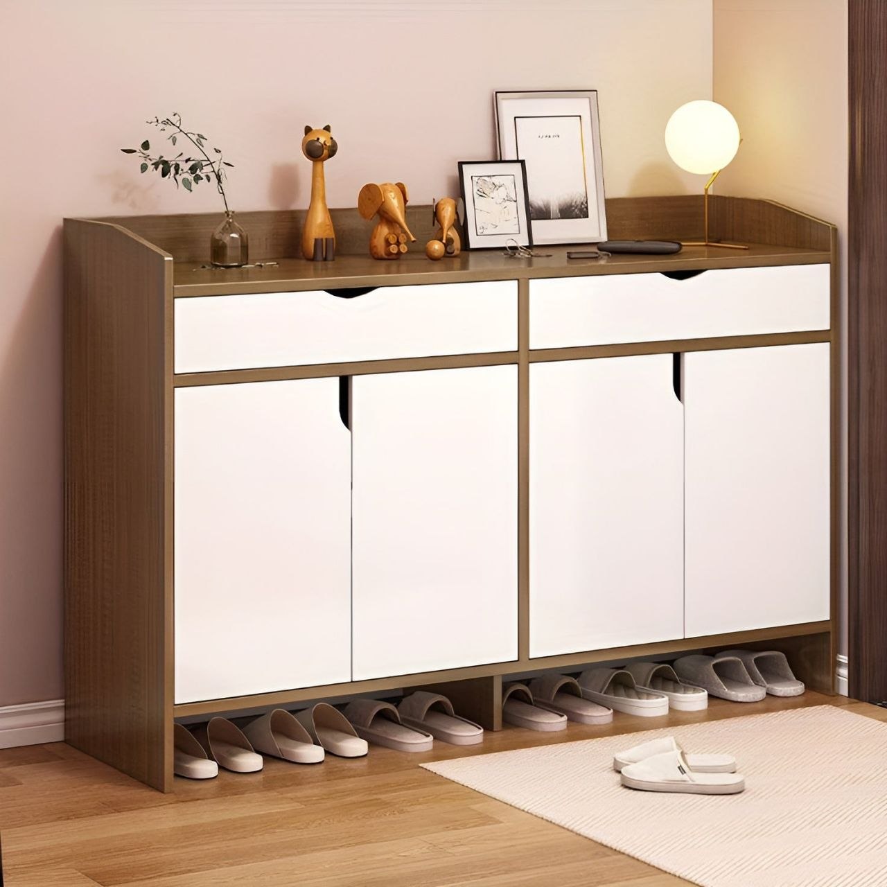 Shoe Closet White & Brown - 140 x 40 x 110 cm - WSH34