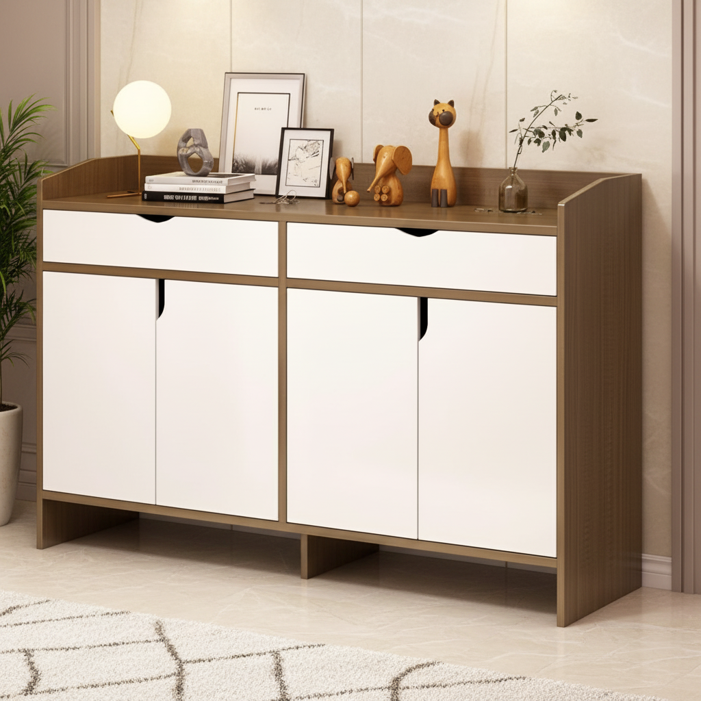 Shoe Closet White & Brown - 140 x 40 x 110 cm - WSH34