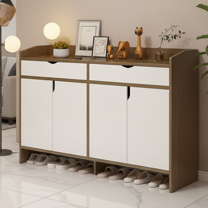 Shoe Closet White & Brown - 140 x 40 x 110 cm - WSH34