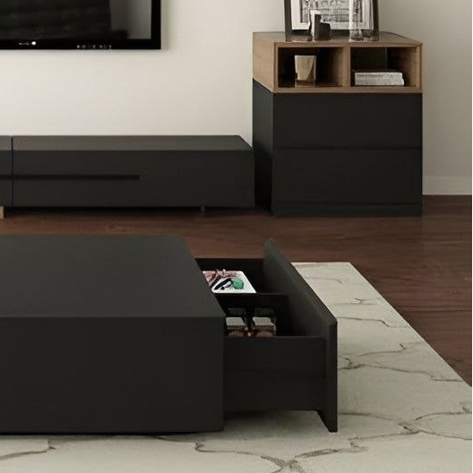 Living Room Set Black - 300 x 40 x 40 cm - TVCT18
