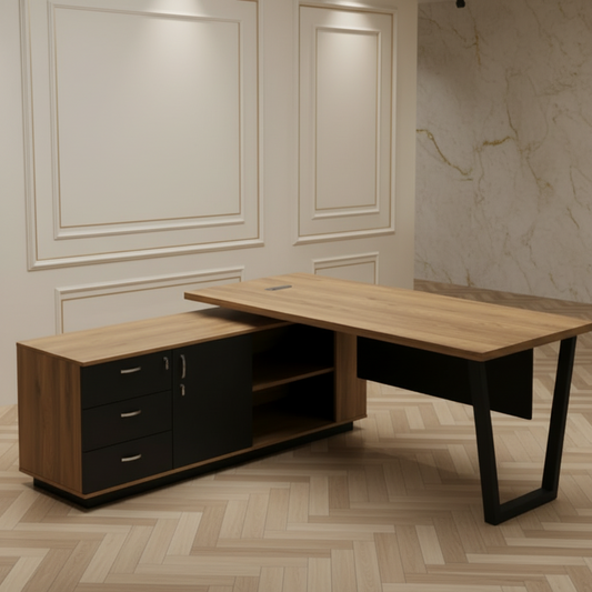 Desk Wooden & Black - 160 x 160 x 75 cm WDSK23