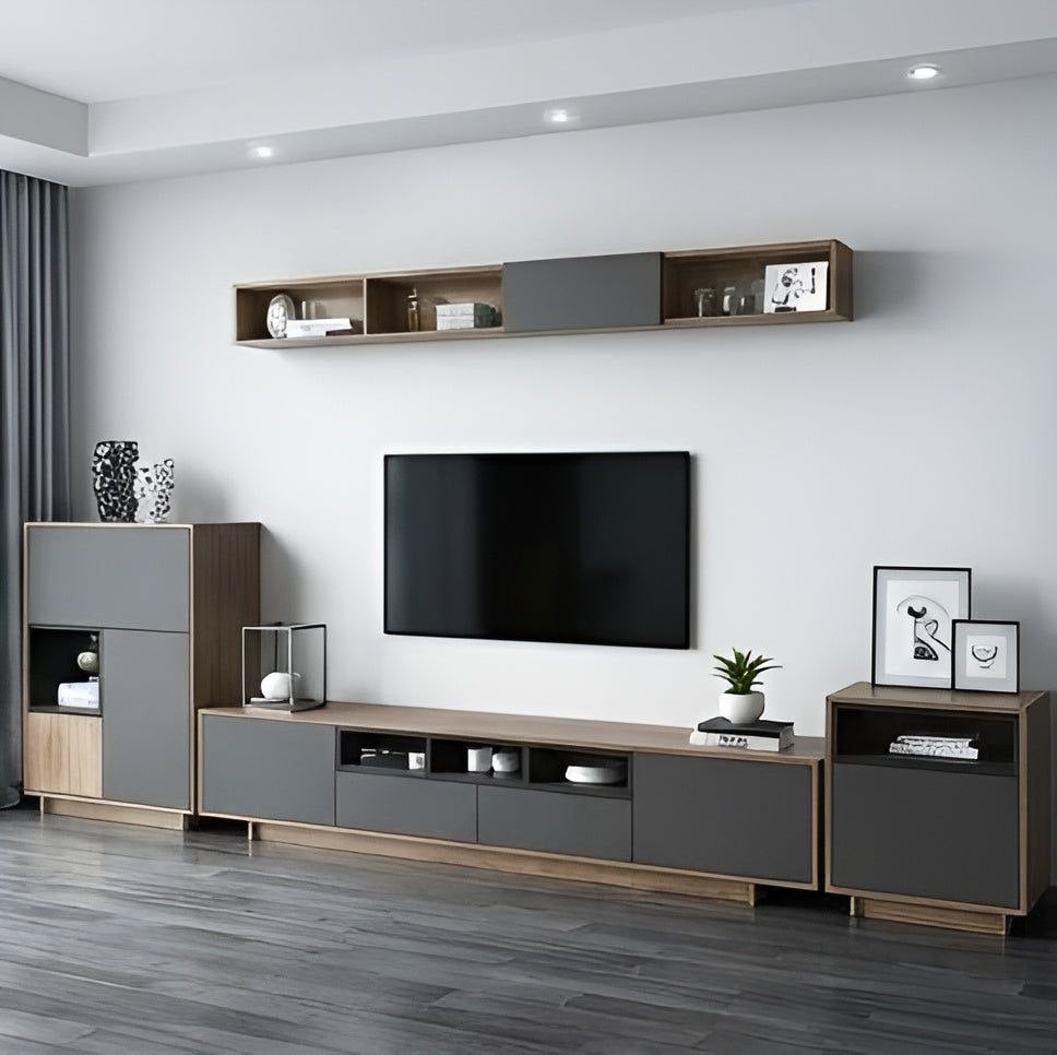 Living Room Set Black & Wooden - TVCT30