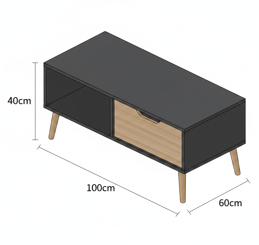 Table Unit Black & Grey - WCT39