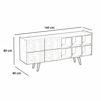 Black and white line drawing of a sideboard or credenza with dimension labels showing 150 cm length, 70 cm height, and 40 cm width on a white background.
