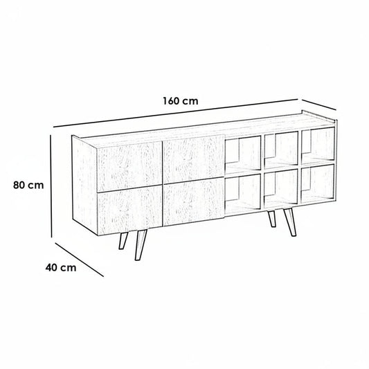 Black and white line drawing of a sideboard or credenza with dimension labels showing 150 cm length, 70 cm height, and 40 cm width on a white background.