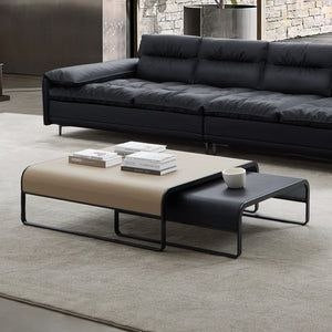 steel coffee nesting table white and biege 2 pieces - BB1