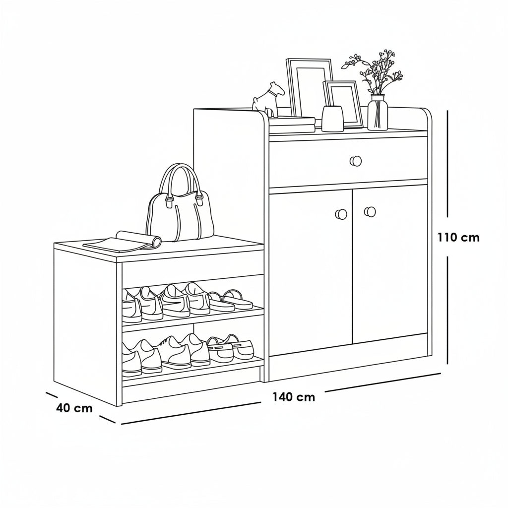 Shoe Closet White & Wooden - WSH52
