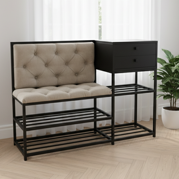 Iron black shoe bench - SRS38