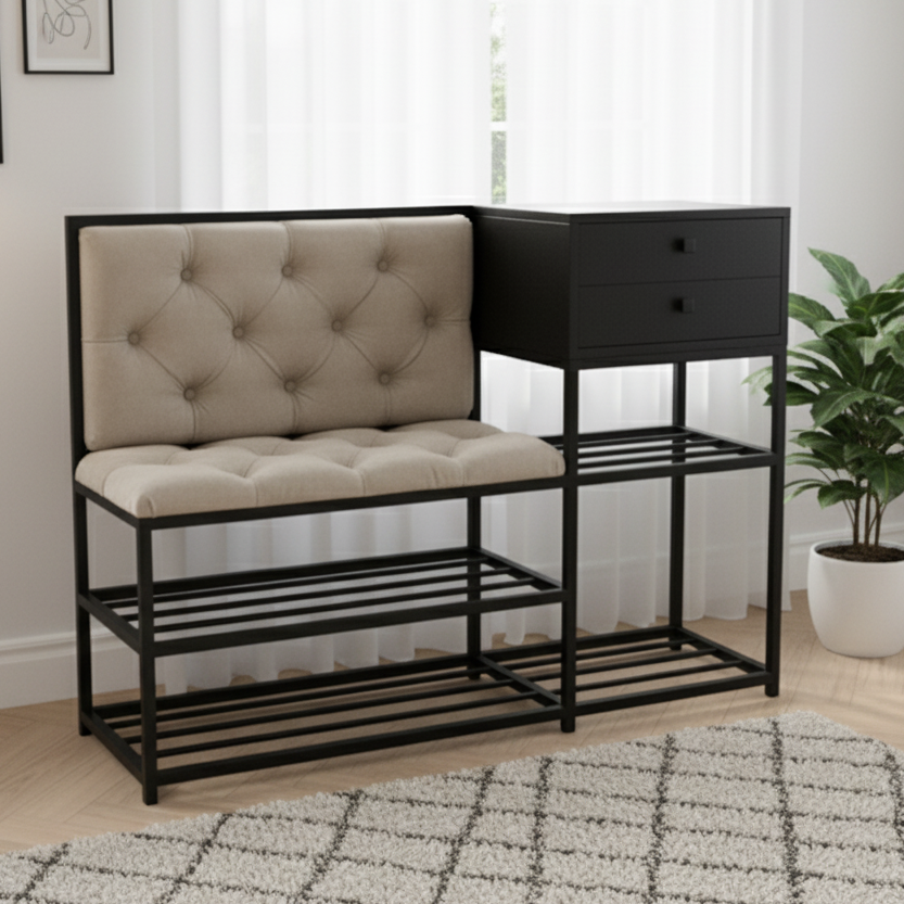 Iron black shoe bench - SRS38