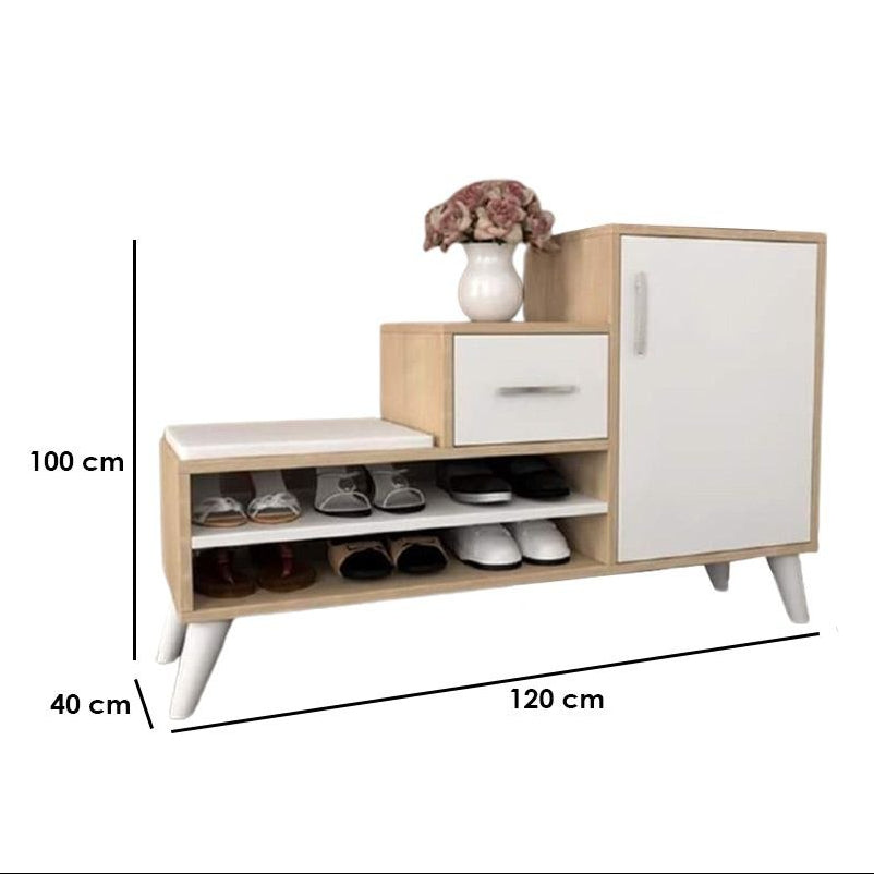 Shoe Closet White & Wooden - WSH53