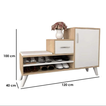 Shoe Closet White & Wooden - WSH53