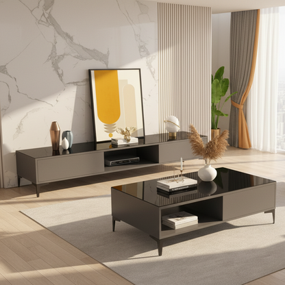 Living Room Set black & glass - TVCT44