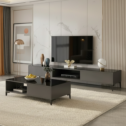 Living Room Set black & glass - TVCT44