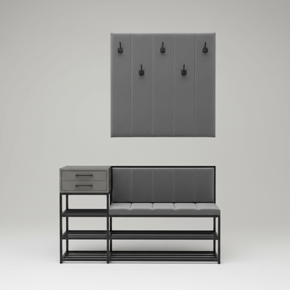 Iron black shoe bench with clothes hanging - SRS42