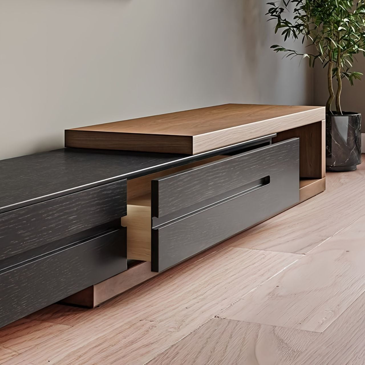 TV Unit and Coffee Table black and brown - TVCT12