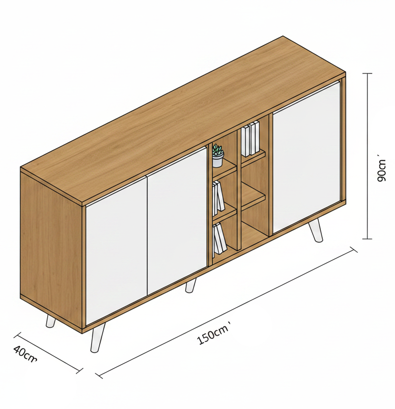 Buffet | White & Wooden - BUF47