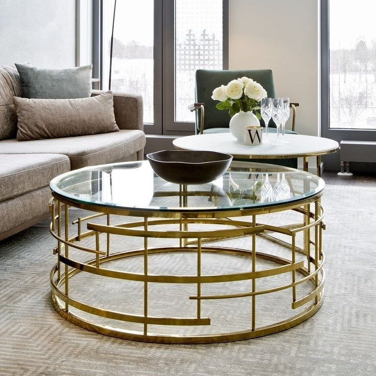 stainless steel and glass center coffee table 75×45 - AA69