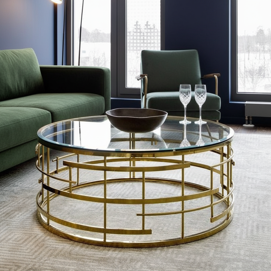 stainless steel and glass center coffee table 75×45 - AA69