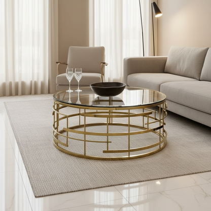 stainless steel and glass center coffee table 75×45 - AA69