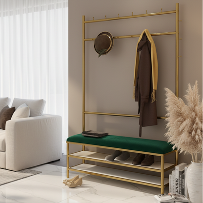 Iron gold shoe bench and clothes hanging - SRS47
