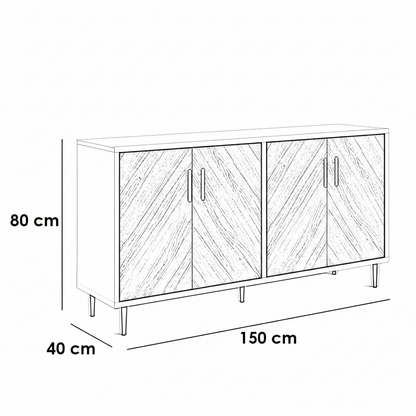 Black and white line drawing of a sideboard or credenza with dimension labels showing 80 cm height, 120 cm width, and 35 cm depth.
