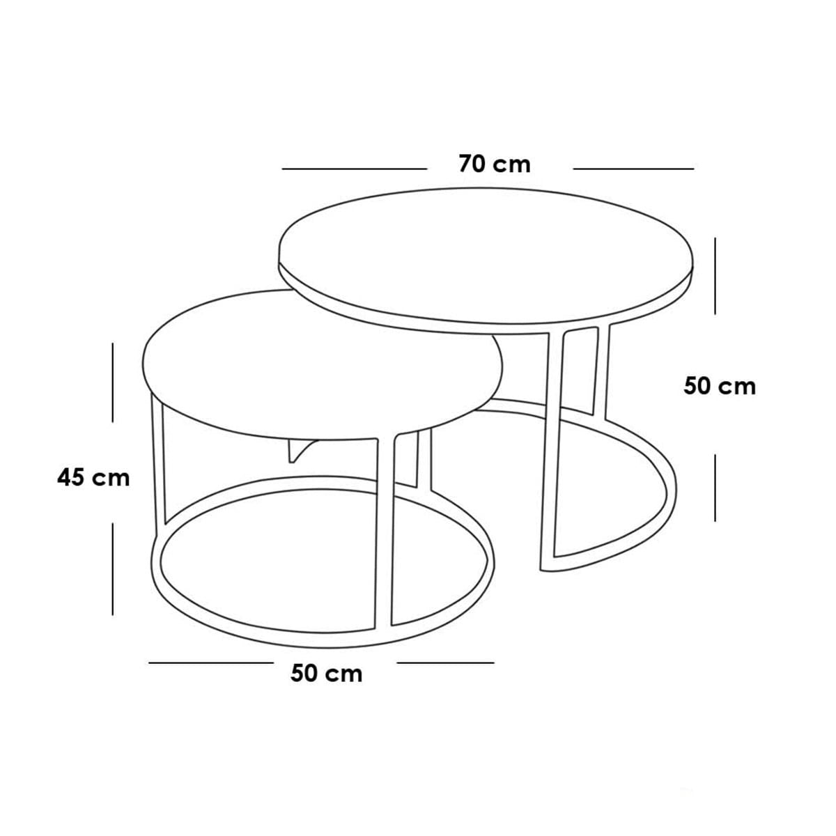 Iron and MDF nesting coffee table 2 pieces