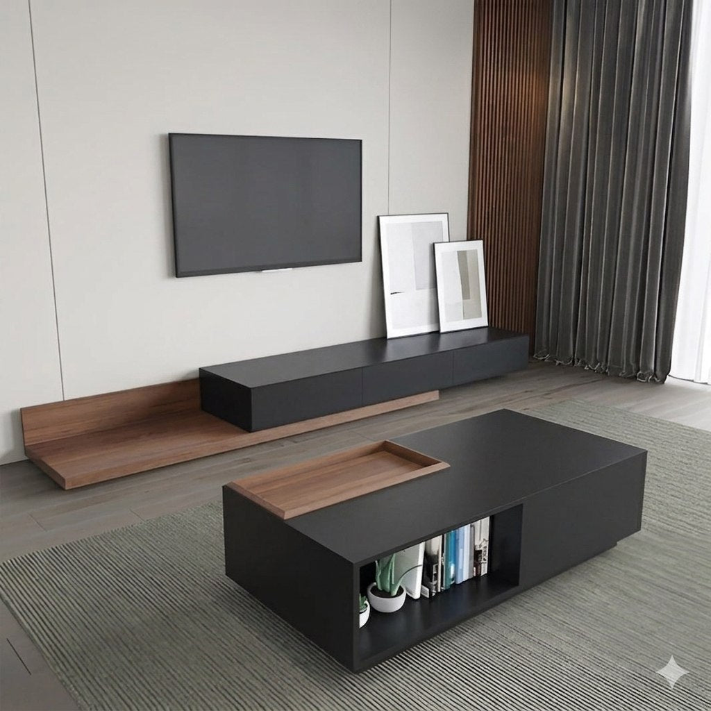 TV Unit and Coffee Table brown and black - TVCT9