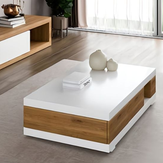 Living Room Set White & Wooden - 200 x 40 x 40 cm - TVCT16