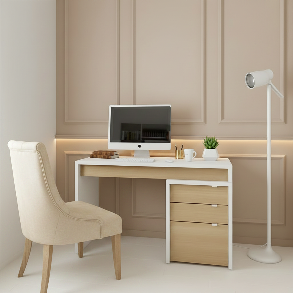 Desk Wooden & White - 120 x 50 x 75 cm - WDSK25