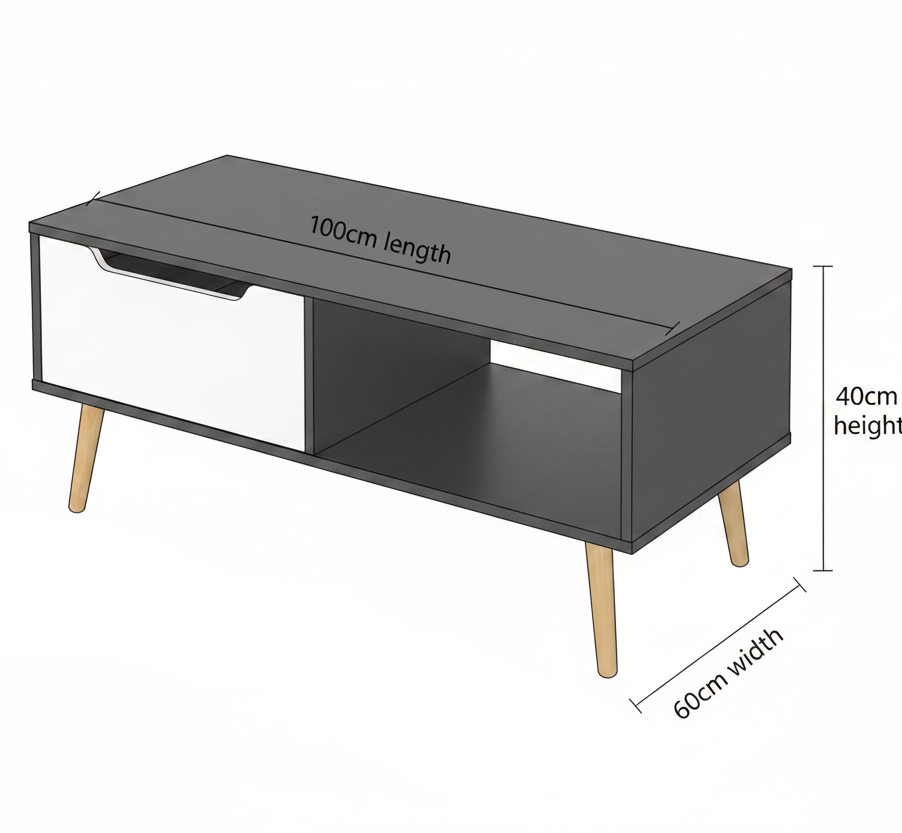 Table Unit Black & White - WCT40