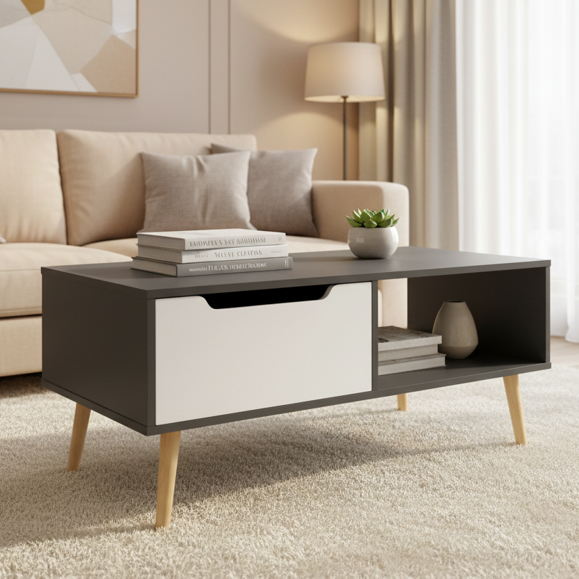 Table Unit Black & White - WCT40