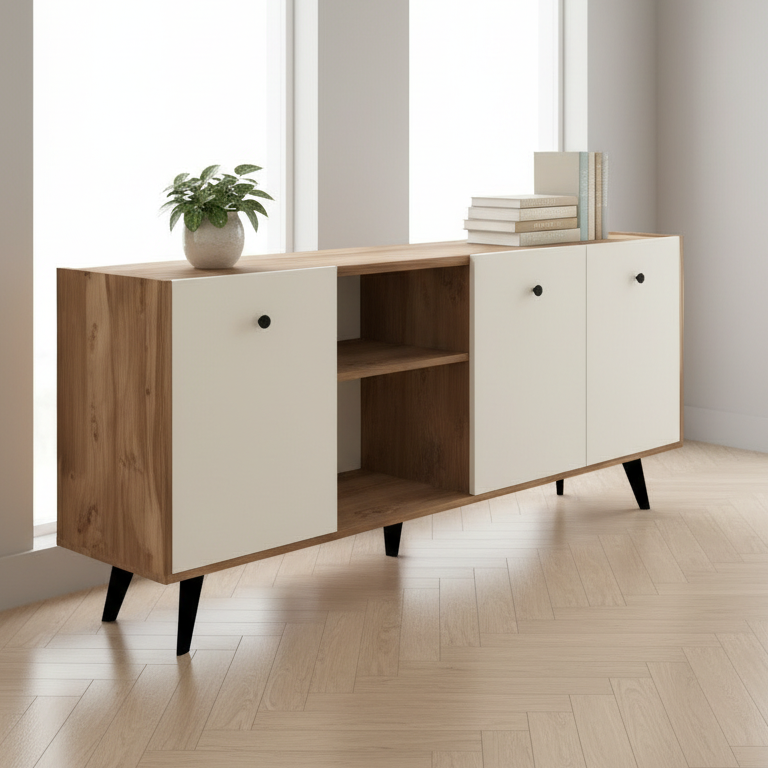 Buffet White and Wooden - BUF39
