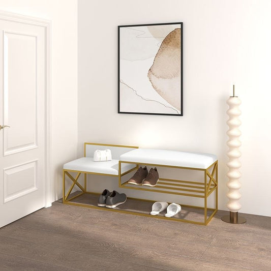 STEEL shoe bench gold and padding 120x40x50 - SR9