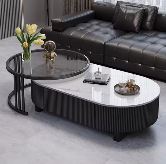 steel , wood and glass nesting coffee table - BB20