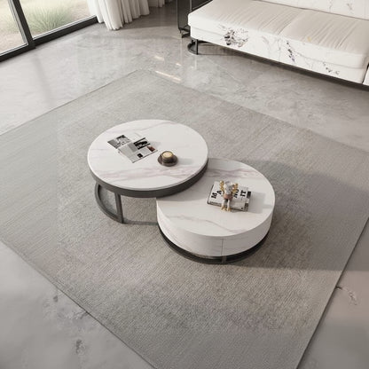 طقم طاولات قهوة متعشقة قطعتان من خشب MDF والصلب - BB5