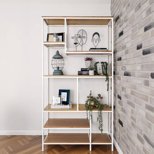 steel and MDF wood Display unit white and biege - SW11