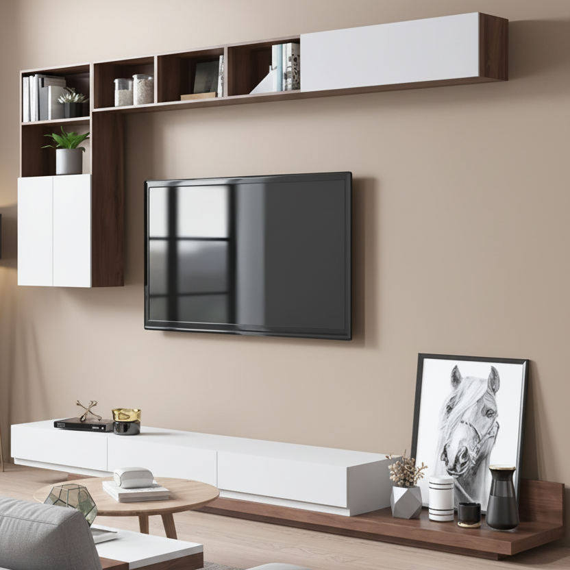 Living Room Set white and brown - TVCT13
