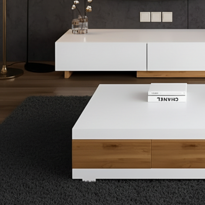 Living Room Set White & Wooden - 200 x 40 x 40 cm - TVCT16