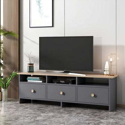 Tv Unit Wooden & Grey - 140 x 40 x 30 cm - TVUO17