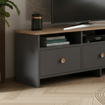 Tv Unit Wooden & Grey - 140 x 40 x 30 cm - TVUO17