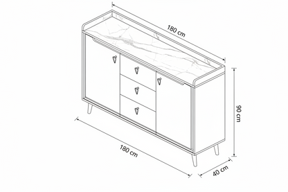 Buffet | Marble & Wooden | 180 x 40 x 90 - BUF4