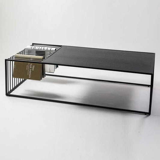 طاولة قهوة مركزية من الفولاذ و MDF مع حامل كتب 120×60×50 - AA2