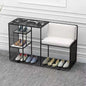 Steel shoe rack black and white padding with three shelves mdf 120x45x90 - SR3