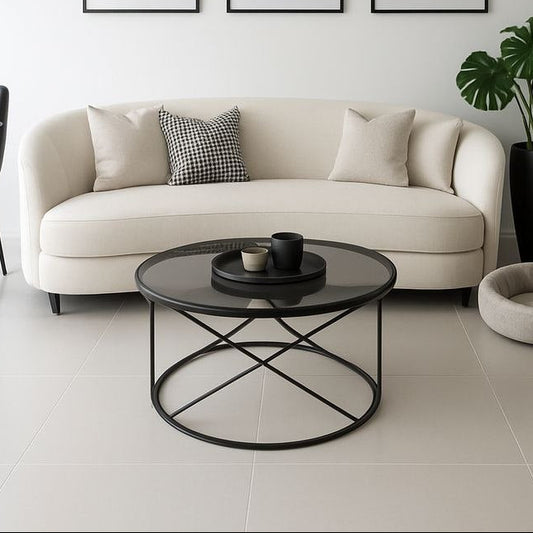 steel center coffee table and glass 80×40 - AA24