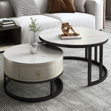 طقم طاولات قهوة متعشقة قطعتان من خشب MDF والصلب - BB5