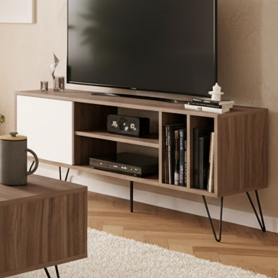 Living Room Set Wooden & White - 120 x 40 x 40 cm - TVCT22