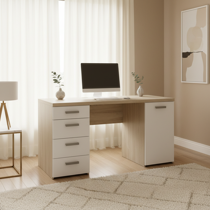 Desk Wooden & White - 140 x 50 x 80 cm - WDSK8